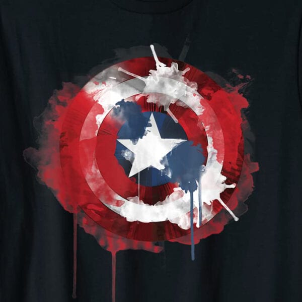 Marvel Captain America Shield Watercolor T-Shirt Zoom